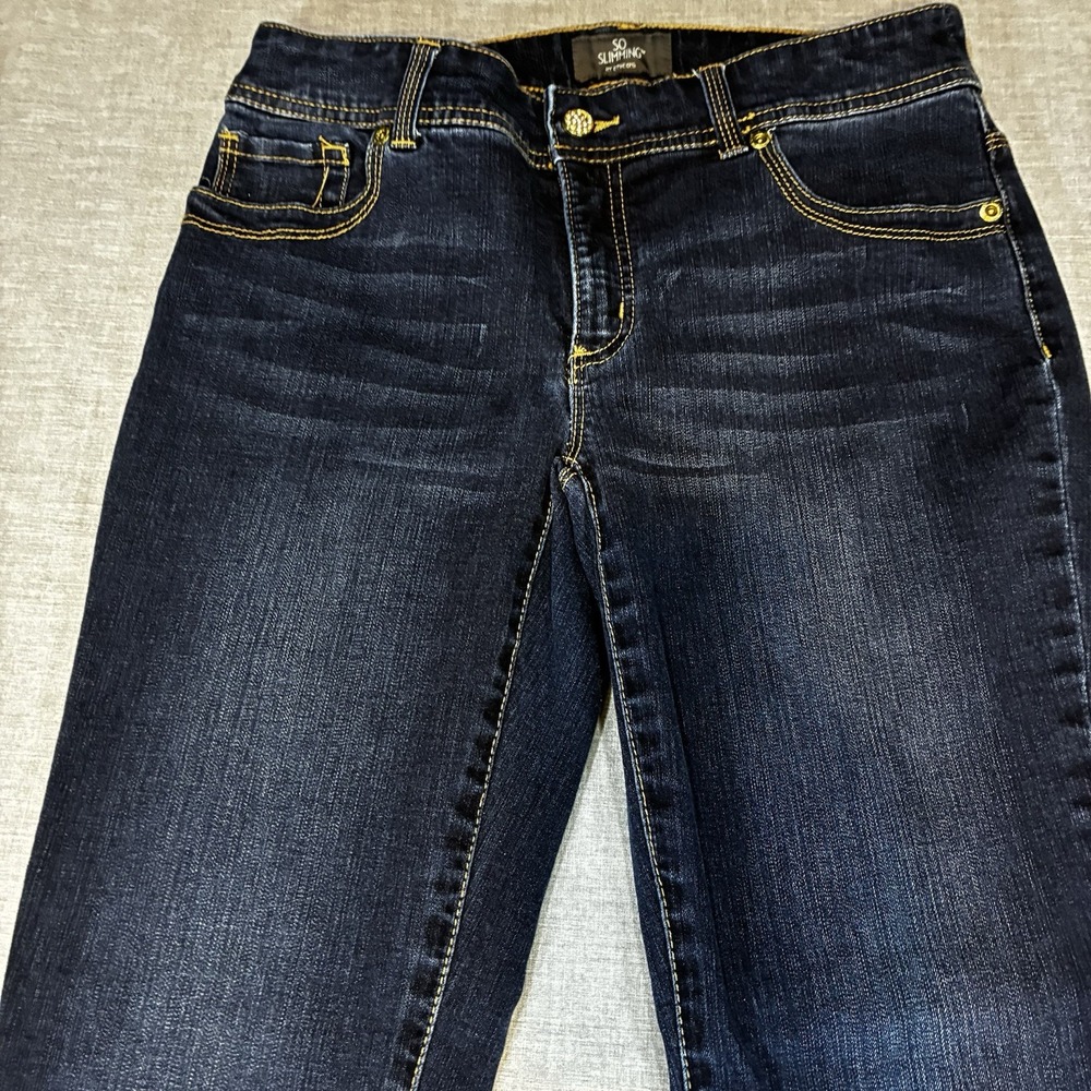 Chicos Jeans Sz 00 So Slimming Cropped Ankles Embroidered Rhinestones Stretch - Picture 2 of 13